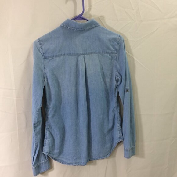 Wax Jean Classic Denim Shirt Lightweight Chambray Cotton Blend Size Small - Picture 3 of 3